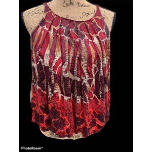 🍒 2/$20 🍒 Express Red Animal Print Pleated Tank Small